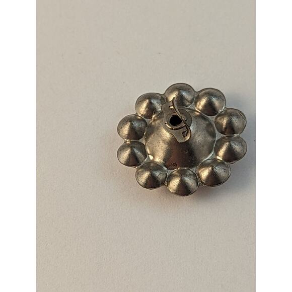 3 Vtge Rhinestone Buttons 7/8" Curved Shanks Clear On Silver Color - Picture 2 of 8